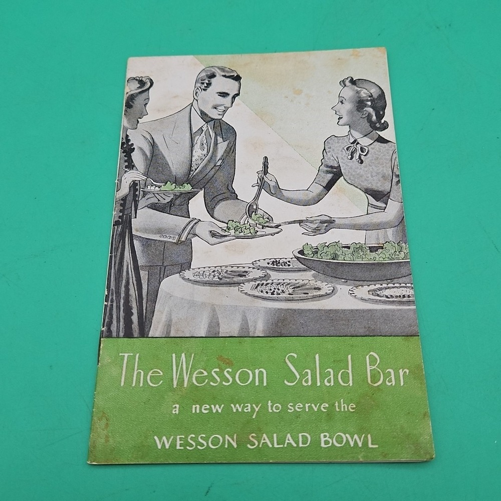 Vintage 1940's The Wesson Salad Bowl Advertising Salad Bar Recipe Pamphlet‎